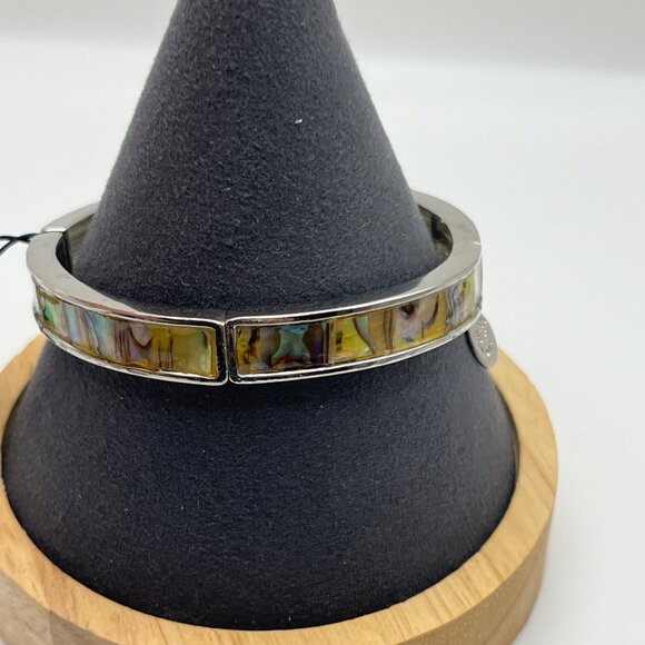 VTG Cookie Lee Abalone Shell &‎ Silver-Tone Stretch Bracelet NEW - Picture 4 of 8